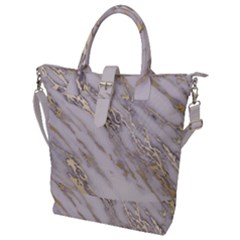 Marble With Metallic Gold Intrusions On Gray White Stone Texture Pastel Rose Pink Background Buckle Top Tote Bag by genx