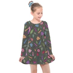 Floral Pattern Kids  Long Sleeve Dress