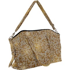 Retro Gold Glitters Golden Disco Ball Optical Illusion Canvas Crossbody Bag by genx