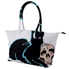 Black Cat & Halloween Skull Canvas Shoulder Bag by gothicandhalloweenstore