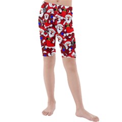 Nicholas Santa Christmas Pattern Kids  Mid Length Swim Shorts