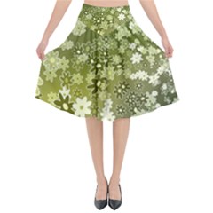 Flowers Abstract Background Flared Midi Skirt