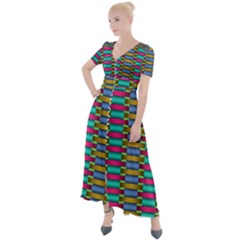 Seamless Tile Pattern Button Up Short Sleeve Maxi Dress by HermanTelo