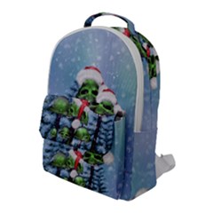 Merry Christmas, Funny Mushroom With Christmas Hat Flap Pocket Backpack (large) by FantasyWorld7