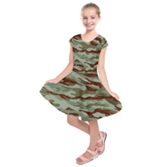 Brown And Green Camo Kids  Short Sleeve Dress by McCallaCoultureArmyShop