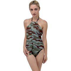 Brown And Green Camo Go With The Flow One Piece Swimsuit