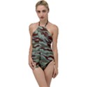 Brown and Green Camo Go with the Flow One Piece Swimsuit View1