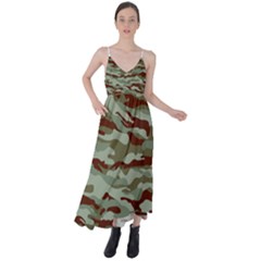 Brown And Green Camo Tie Back Maxi Dress by McCallaCoultureArmyShop