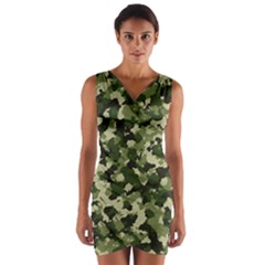 Dark Green Camouflage Army Wrap Front Bodycon Dress by McCallaCoultureArmyShop