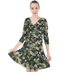 Dark Green Camouflage Army Quarter Sleeve Front Wrap Dress by McCallaCoultureArmyShop