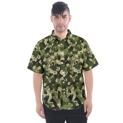 Dark Green Camouflage Army Men s Short Sleeve Shirt by McCallaCoultureArmyShop