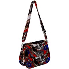 Confederate Flag Usa America United States Csa Civil War Rebel Dixie Military Poster Skull Saddle Handbag by Sapixe