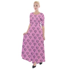 Heart Face Pink Half Sleeves Maxi Dress by snowwhitegirl