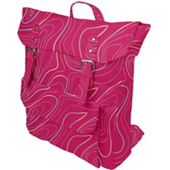 Pink Golden Lines Buckle Up Backpack by designsbymallika