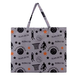 Slam Dunk Basketball Gray Zipper Large Tote Bag by mccallacoulturesports