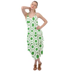 White Green Shapes Layered Bottom Dress by Mariart