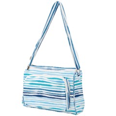 Blue Waves Pattern Front Pocket Crossbody Bag