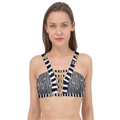 Stripes Heart Pattern Cage Up Bikini Top