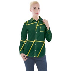 Golden Lines Pattern Women s Long Sleeve Pocket Shirt