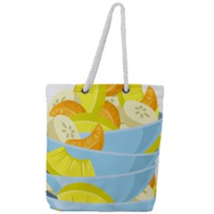 Salad Fruit Mixed Bowl Stacked Full Print Rope Handle Tote (large) by HermanTelo