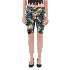 Pattern Ananas Tropical Yoga Cropped Leggings by kcreatif