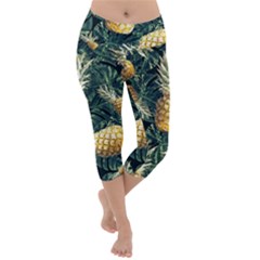 Pattern Ananas Tropical Lightweight Velour Capri Yoga Leggings by kcreatif