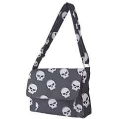 White Skull Pattern Full Print Messenger Bag (s) by designsbymallika