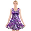 Botanical Violet Print Pattern 2 V-Neck Sleeveless Dress View1