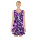 Botanical Violet Print Pattern 2 V-Neck Sleeveless Dress View2