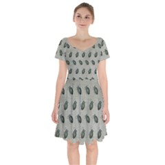 Army Green Hand Grenades Short Sleeve Bardot Dress by McCallaCoultureArmyShop