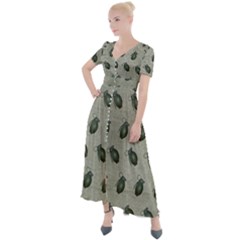 Army Green Hand Grenades Button Up Short Sleeve Maxi Dress by McCallaCoultureArmyShop