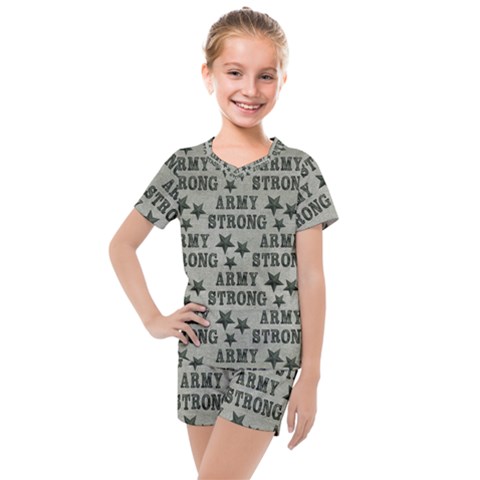 Army Stong Military Kids  Mesh Tee And Shorts Set by McCallaCoultureArmyShop