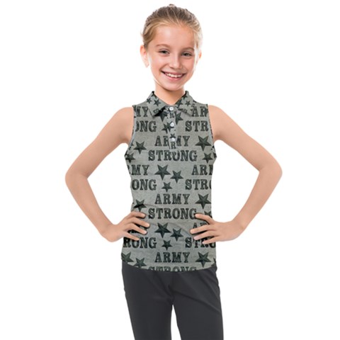 Army Stong Military Kids  Sleeveless Polo Tee by McCallaCoultureArmyShop