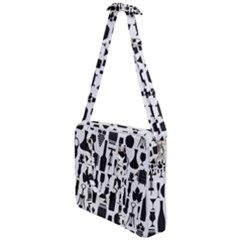 Wine Pattern Black White Cross Body Office Bag by Vaneshart