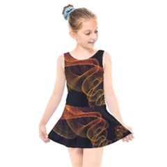 Circle Fractals Pattern Kids  Skater Dress Swimsuit by HermanTelo