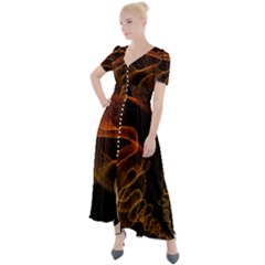 Circle Fractals Pattern Button Up Short Sleeve Maxi Dress by HermanTelo