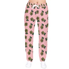 Daisy Pink Women Velvet Drawstring Pants by snowwhitegirl