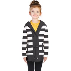 Black And White Large Stripes Goth Mime French Style Kids  Double Breasted Button Coat by genx