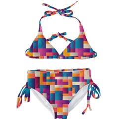 Abstract Geometry Blocks Kids  Classic Bikini Set by Bajindul