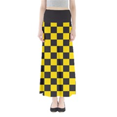 Checkerboard Pattern Black And Yellow Ancap Libertarian Full Length Maxi Skirt by snek