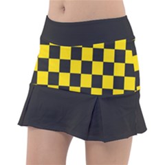 Checkerboard Pattern Black And Yellow Ancap Libertarian Tennis Skorts by snek