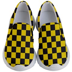 Checkerboard Pattern Black And Yellow Ancap Libertarian Kids Lightweight Slip Ons by snek