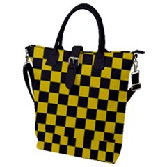 Checkerboard Pattern Black And Yellow Ancap Libertarian Buckle Top Tote Bag by snek