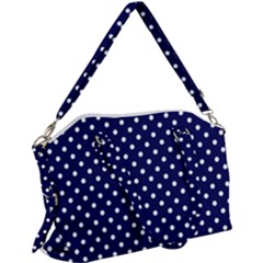 Pois Blanc/marine Canvas Crossbody Bag by kcreatif