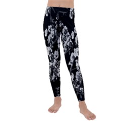 Fleurs De Cerisier Noir & Blanc Kids  Lightweight Velour Leggings by kcreatif