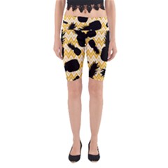 Ananas Chevrons Noir/jaune Yoga Cropped Leggings by kcreatif