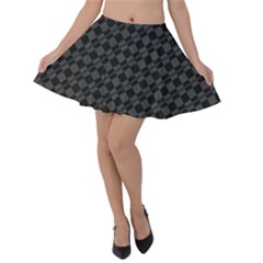 Damiers Abstrait Gris/noir Velvet Skater Skirt by kcreatif