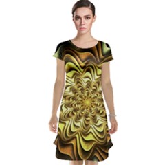 Fractal Flower Petals Gold Cap Sleeve Nightdress by HermanTelo