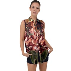 Begonia 1 1 Sleeveless Chiffon Button Shirt