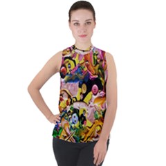 Alice Walk 1 2 Mock Neck Chiffon Sleeveless Top